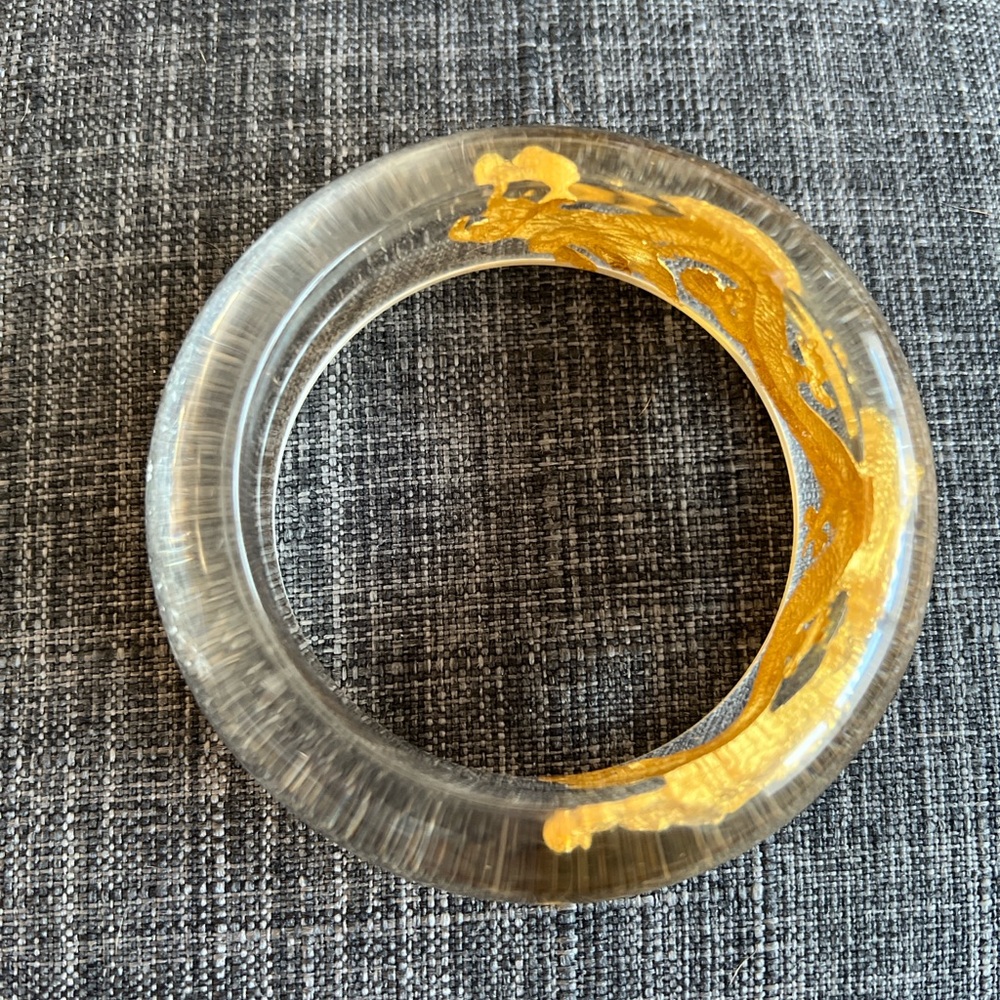Clear Gold Tone Dragon Bangle - Picture 6 of 6